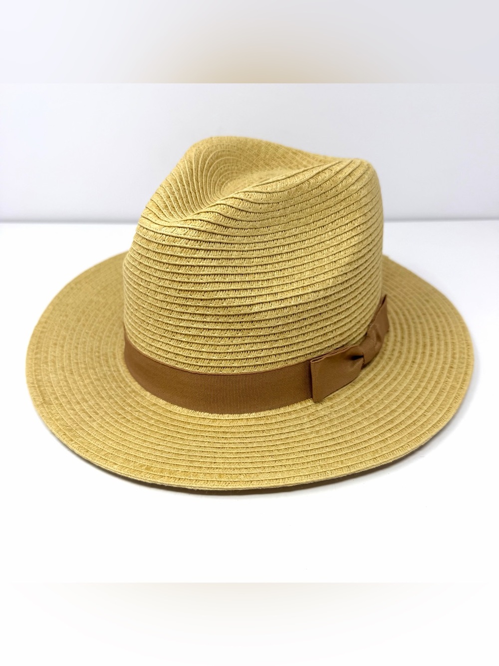 Brixton Rio Straw Fedora Hat Sz S/M 11326 Natural Brown Band Bow Unisex NEW NWT